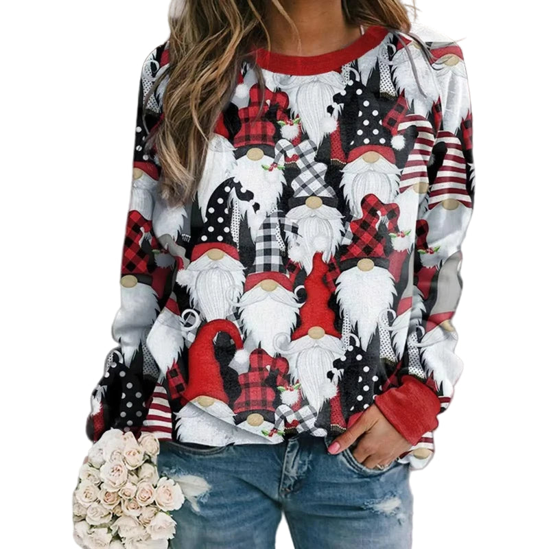 3D Print Women's Sweatshirts Christmas Snowman Sweatshirt Santa Claus Casual Crewneck Hoodie Y2k Street Fashion Pullover Tops