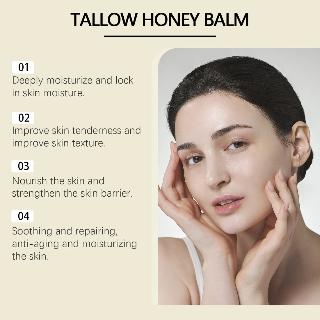 WoodSleep 60g Beef Tallow Honey Face Moisturizer - Intense Hydration for Dry Skin, Anti-Chapping Winter Skincare for Women & Men