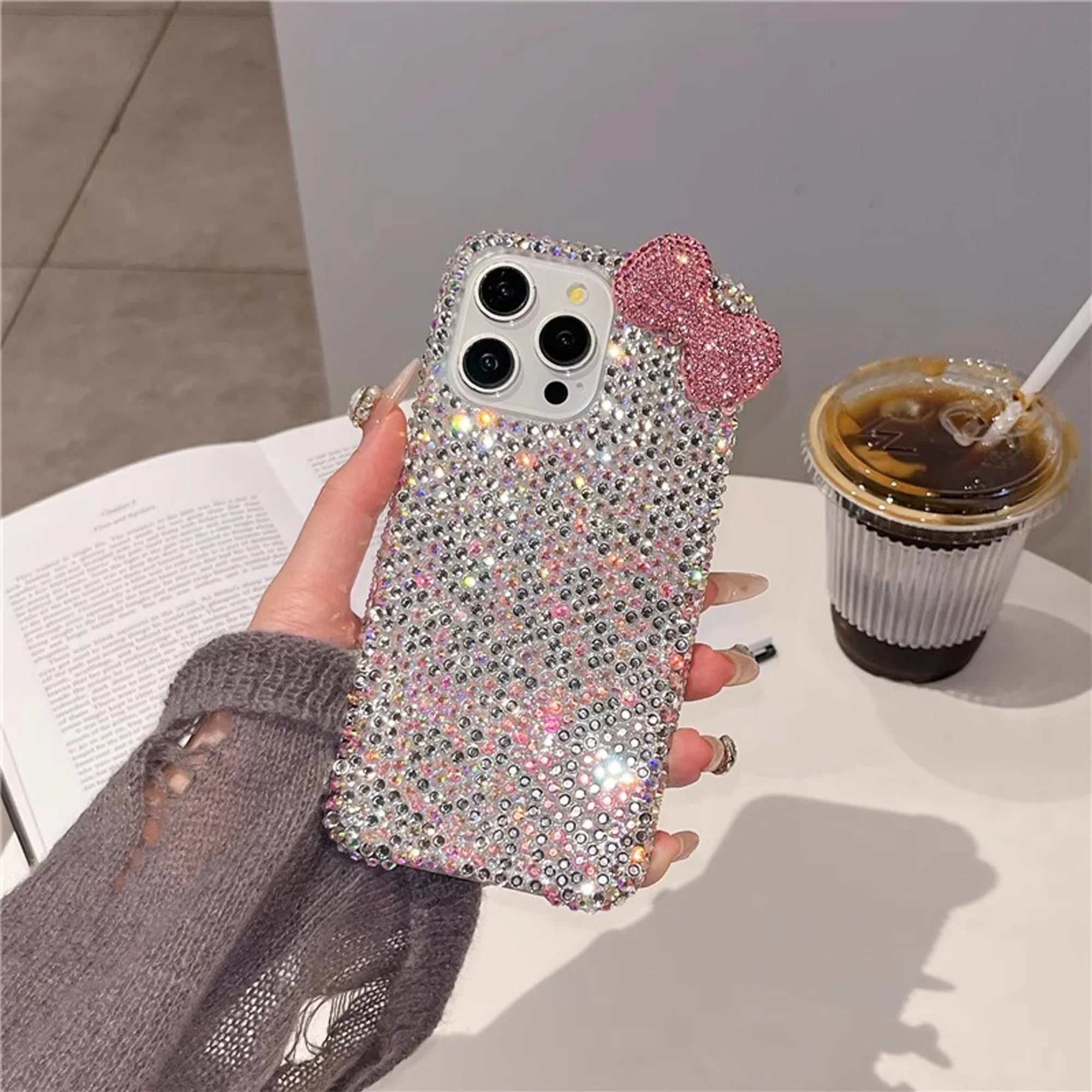 Premium Cute Full Diamond Bow Phone Case Stylish Phone Accessories for iPhone 16 15 14 13 12 11 Pro Max