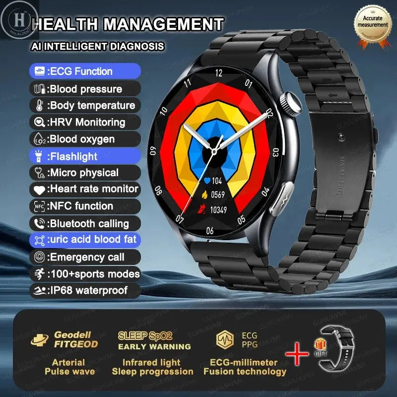 For XIAOMI 2025 New ECG+PPG Smartwatch Precise Uric Acid Blood Lipids Pressure Body Analysis Smart Watch Men BT Call NFC Watches HALALZEN