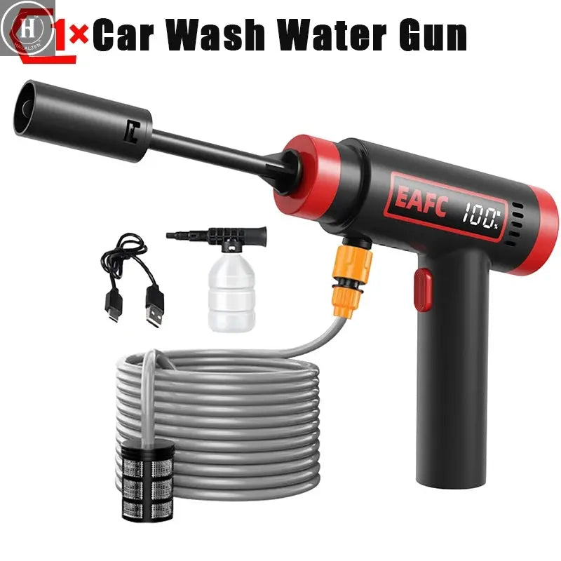 EAFC 60Bar Cordless High-Pressure Washer Water Gun Build In 12000mAh Lithium Battery Self Priming Sustain Machine for Auto Home HALALZEN
