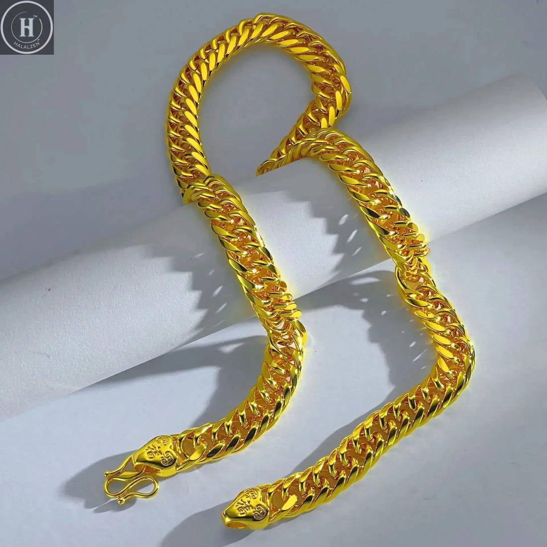 Bold Versatile Necklace Men Business Occasions 24K Gold, AU999 - Gold Shine Enhances Boldness, Versatile for Business HALALZEN