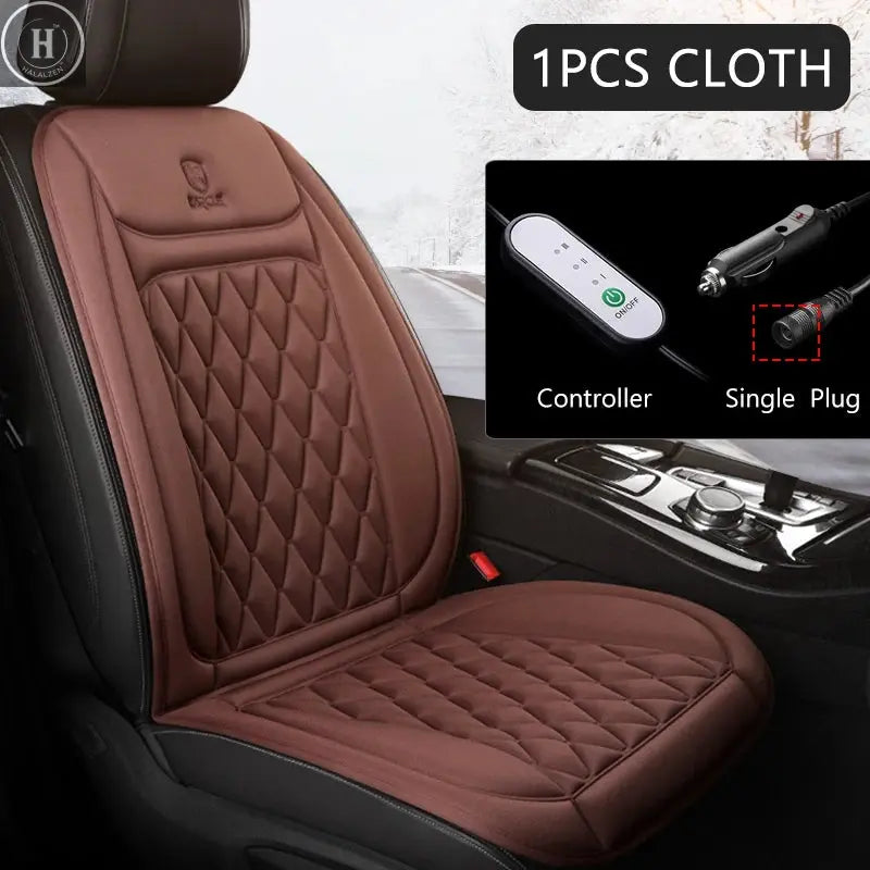 12V Heated Car Seat Cushion Cloth/Flannel Car Seat Heater Winter Warmer Seat Heating Car Accessories Heating Pads Set Universal HALALZEN