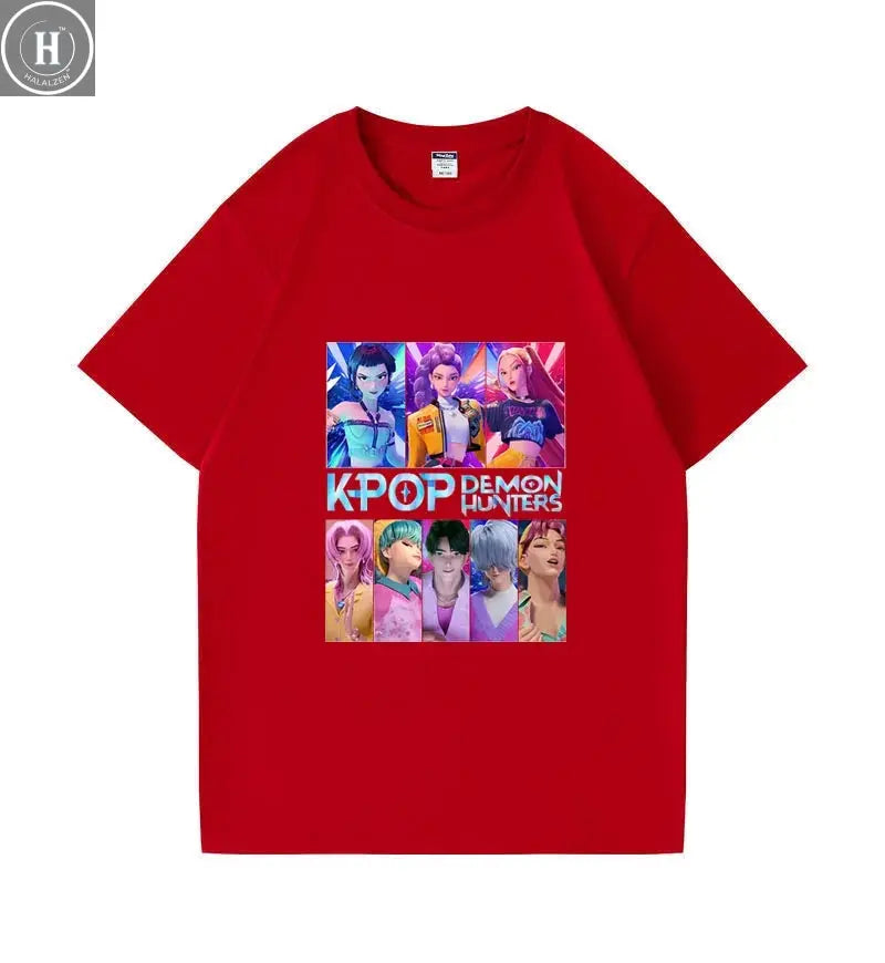 Kpop Demon Hunters HUNTRIX Saja Boys T Shirts Girls O-Neck Casual Women Summer Shirts Cotton T-shirt High Quality Clothing Tops HALALZEN
