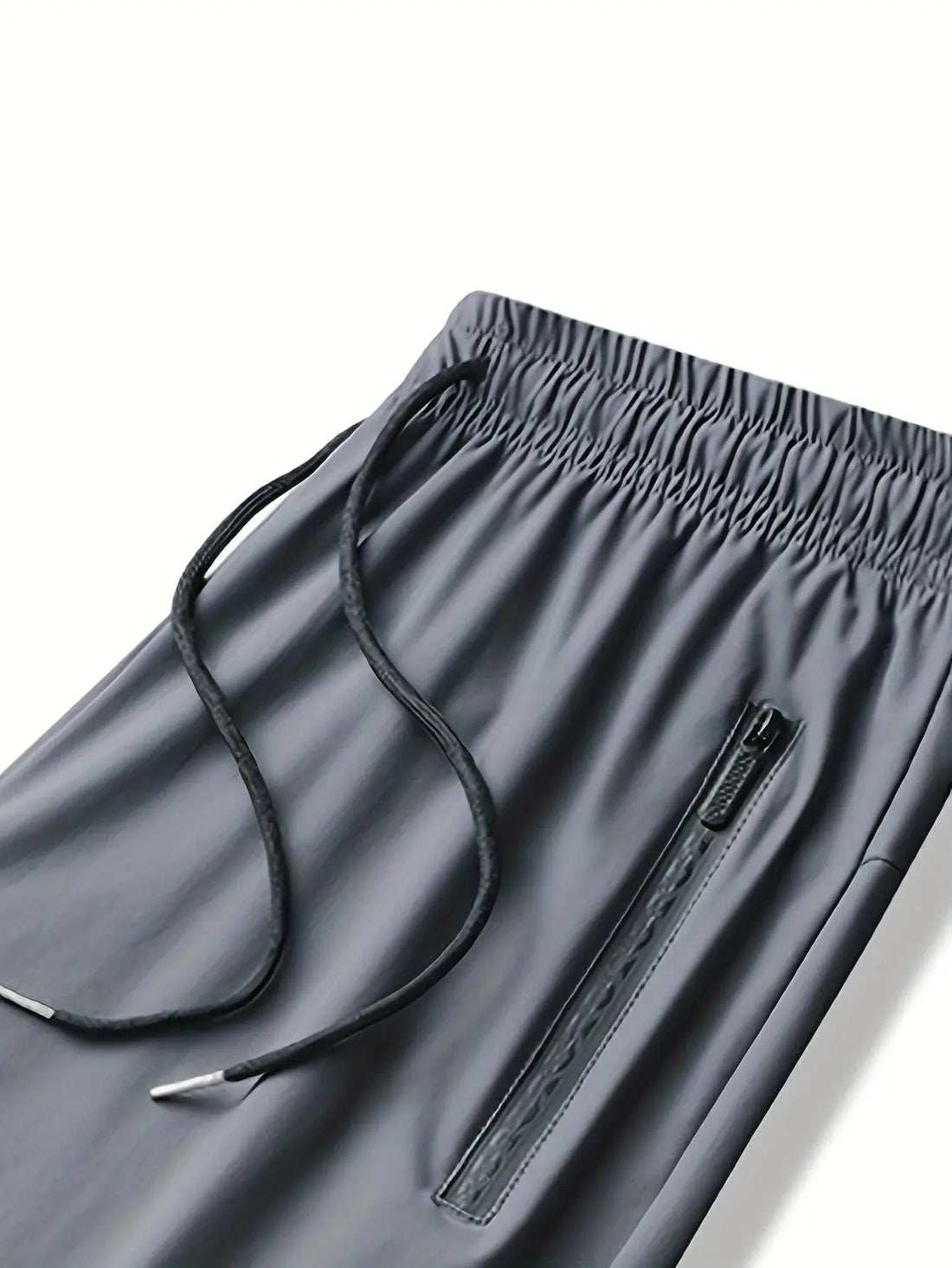 Men's Waist Drawstring Quick-drying High Elasticity Solid Color Sports Training Outdoor Long Pants With Zipper Pockets Halalzen UK
