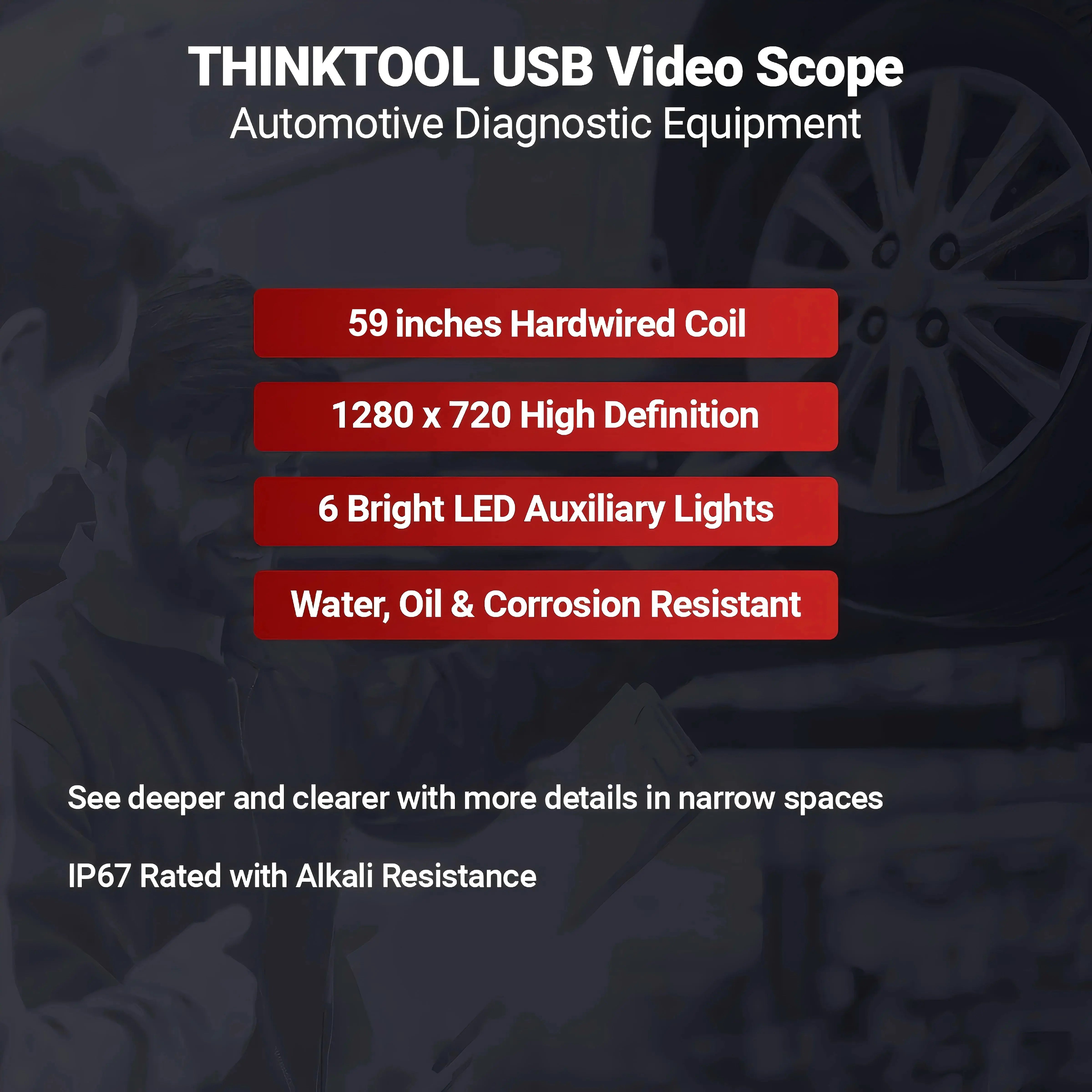 THINKCAR TinkTool USB Endoscope Video Scope For with LED Light for Automotive Diagnostic Tool THINKSCAN 689BT/MUCAR 892BT/VO8 HALALZEN