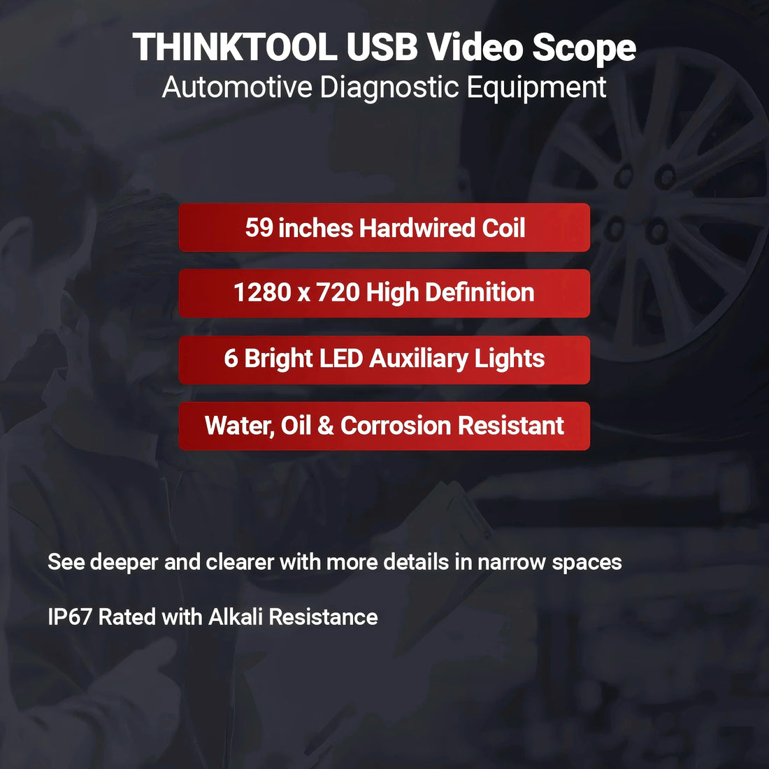 THINKCAR TinkTool USB Video Scope For THINKSCAN 689BT Endoscope with LED Light for Automotive Diagnostic Equipment HALALZEN