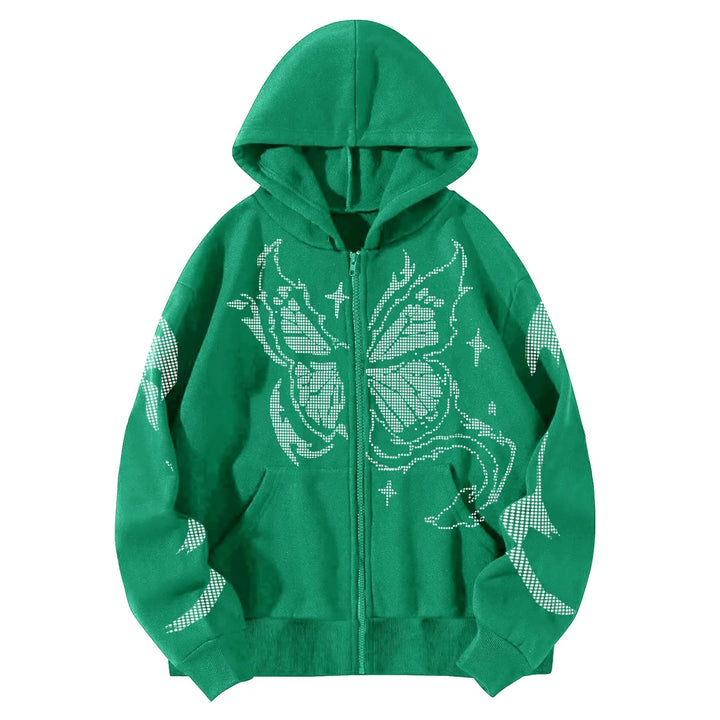 Hoodies Y2k Women Fashion Casual Monogram Print Long Sleeve Drawstring Hooded Sweatshirt Butterfly 2000s Clothes Y2k