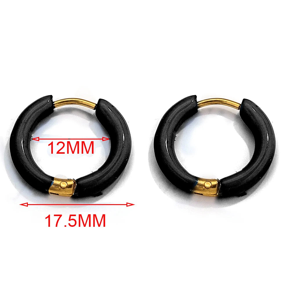 6pcs Stainless Steel Hoop Earrings Women Earrings Men Punk Hiphop Bijoux Gift Fashion Plated 18K Gold Jewelry Piercing Accessory
