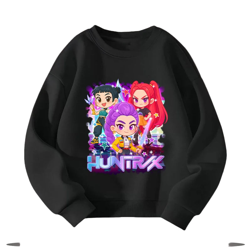 KPop Demon Hunters HUNTRIX Pirnt Hoodie Autumn Long Sleeve Tops Women's Clothing Sweatshirts