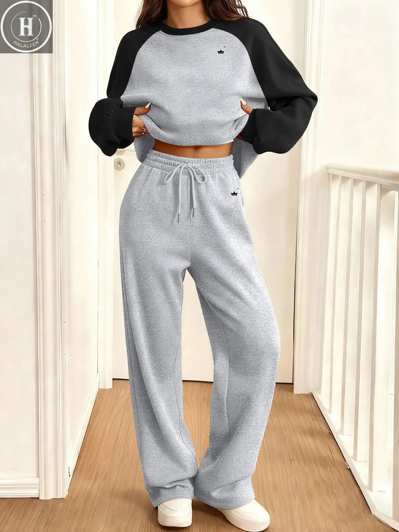 2026 Autumn Winter Fashion Loose Set Round Neck Sportswear Women's Two-Piece Outfit HALALZEN