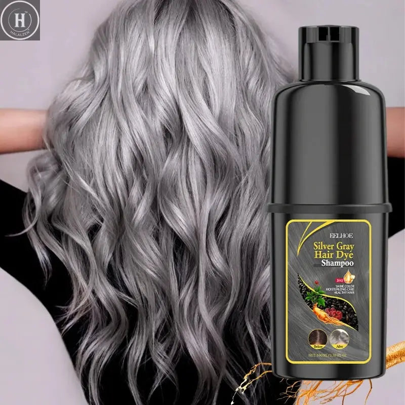 100ml Gray Color Hair Dye Shampoo 3 in 1 Oil Control Clean Hair Restoration Damage Repar Professional Hair Colors Dye Shampoo HALALZEN