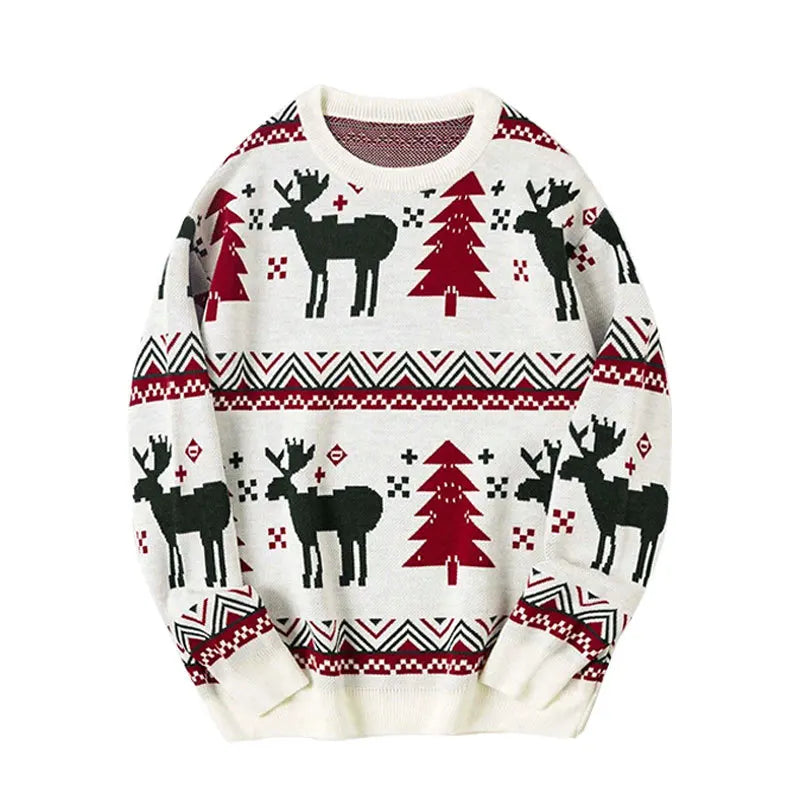 Men's American-style Christmas knitted pullover sweater, 2025 autumn/winter style round-neck long-sleeve knitted sweater.