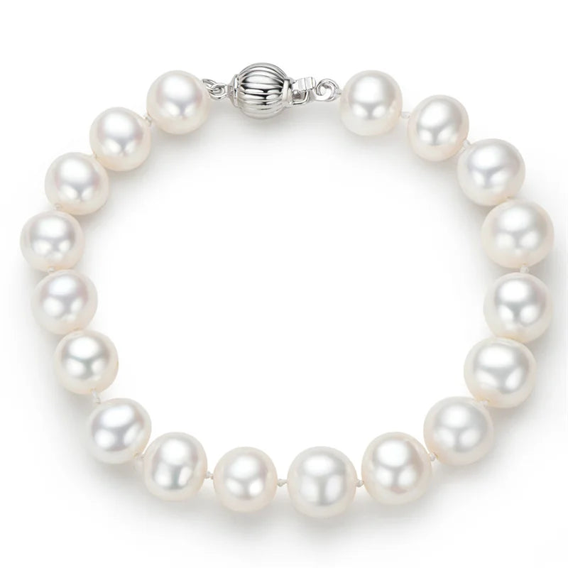 925 Silver Natural Freshwater Pearl Bracelet Women'S Daily Wear Elegant Bracelet Jewelry Anniversary Birthday Gift