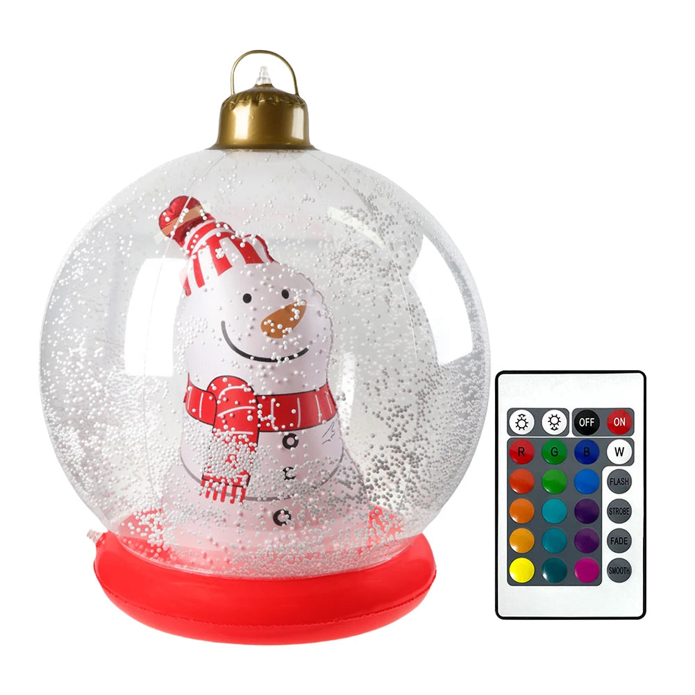 60CM PVC Inflatable Christmas Ball Giant Inflatable Christmas Balls with RGB Light W/ Remote Christmas Decorations Ball Sets