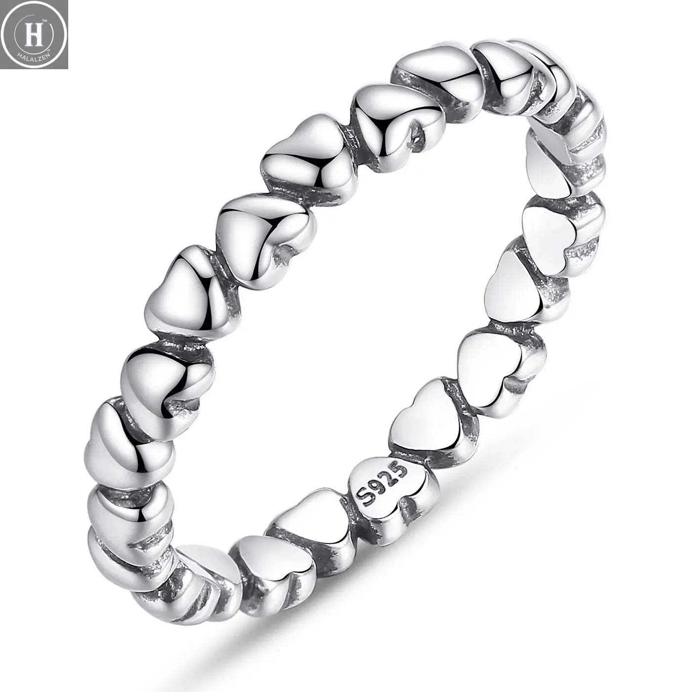 WOSTU European 925 Sterling Silver Simple Rings For Women Wedding Engagement Heart Rings With Zircon Original Female Jewelry HALALZEN