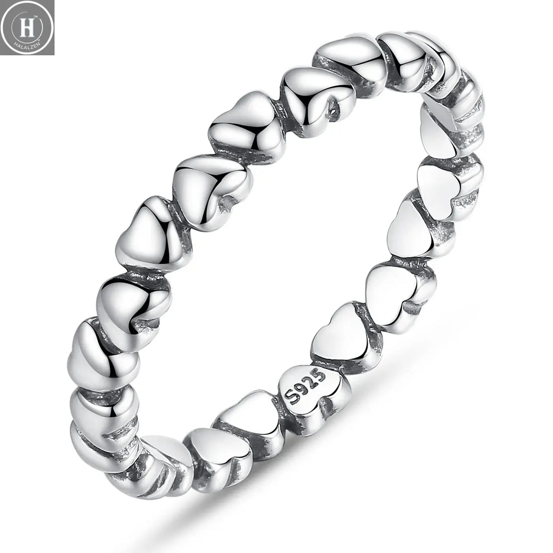 WOSTU European 925 Sterling Silver Simple Rings For Women Wedding Engagement Heart Rings With Zircon Original Female Jewelry HALALZEN