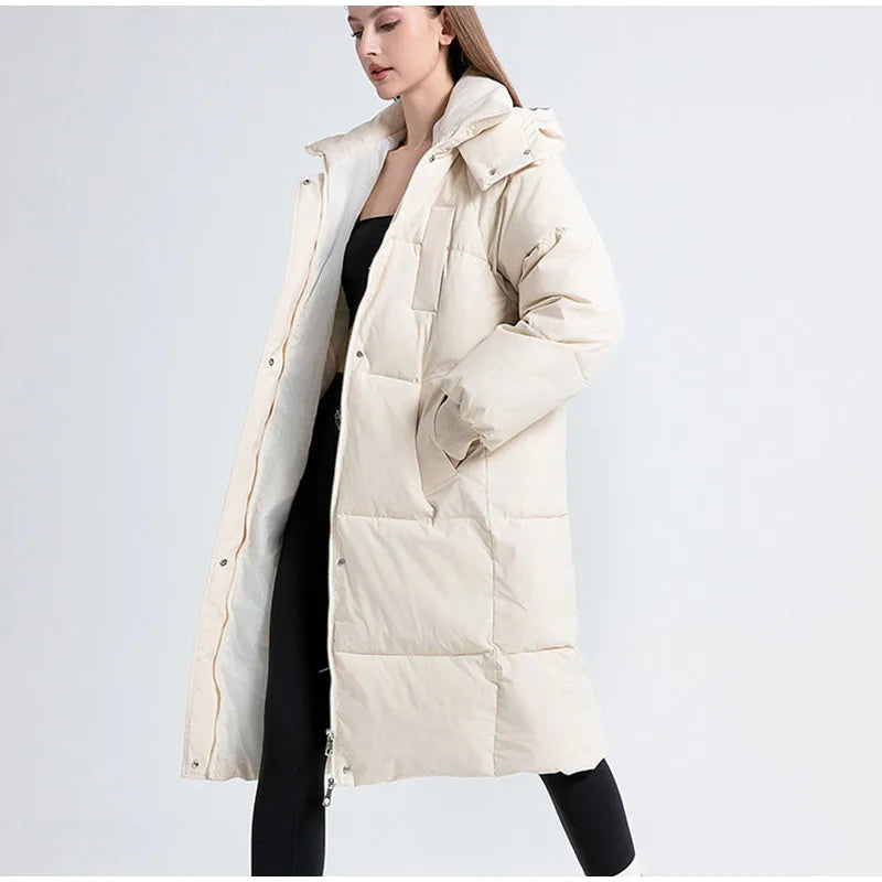 2024 New Zipper Thicken Snow Parkas Women Warm Thickened Long Sleeved Coats With Hood For Woman Winter Waterproof Outwear Tops ﻿