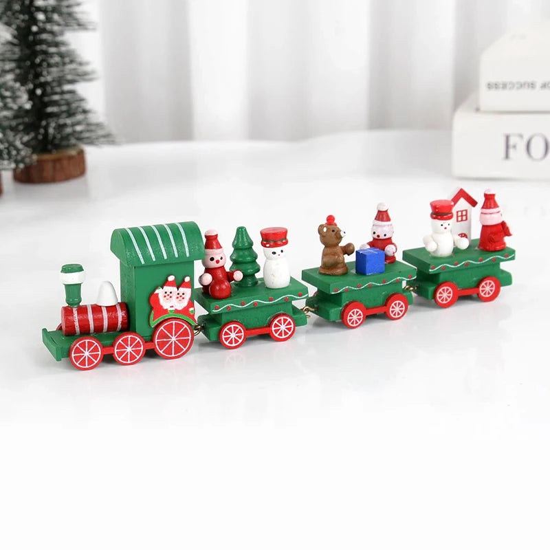 Christmas Wooden Train Merry Christmas Decorations for Home 2024 Xmas Tree Ornament  Navidad Noel Kids Gift Happy New Year 2025