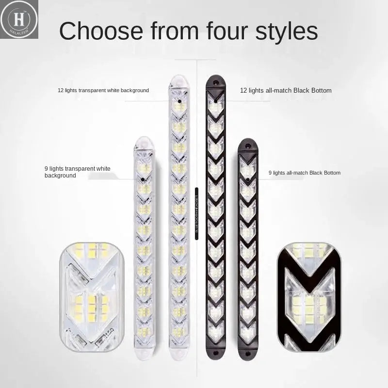 2Pcs Dynamic Red Car DRL LED Daytime Running Lights Waterproof Headlight Strip Turn Signal Yellow 12V Flow Auto Sequential Lamp HALALZEN