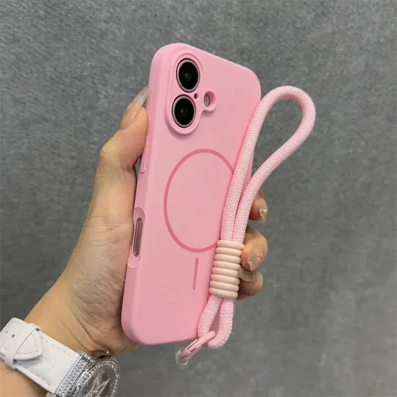 Luxury Candy Liquid Silicone Magsafe Case for iPhone 17 16 15 14 13 12 Pro Max Soft Shockproof Magnetic Lanyard Strap Cover Halalzen UK