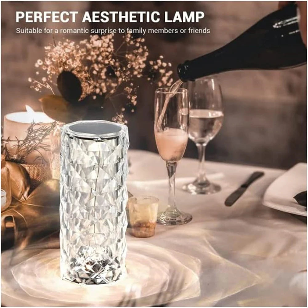 Crystal Table Lamp RGB Color Changing Night Light Remote Romantic LED Rose Diamond Touch Lamps for Living Room Housewarming Gift Halalzen