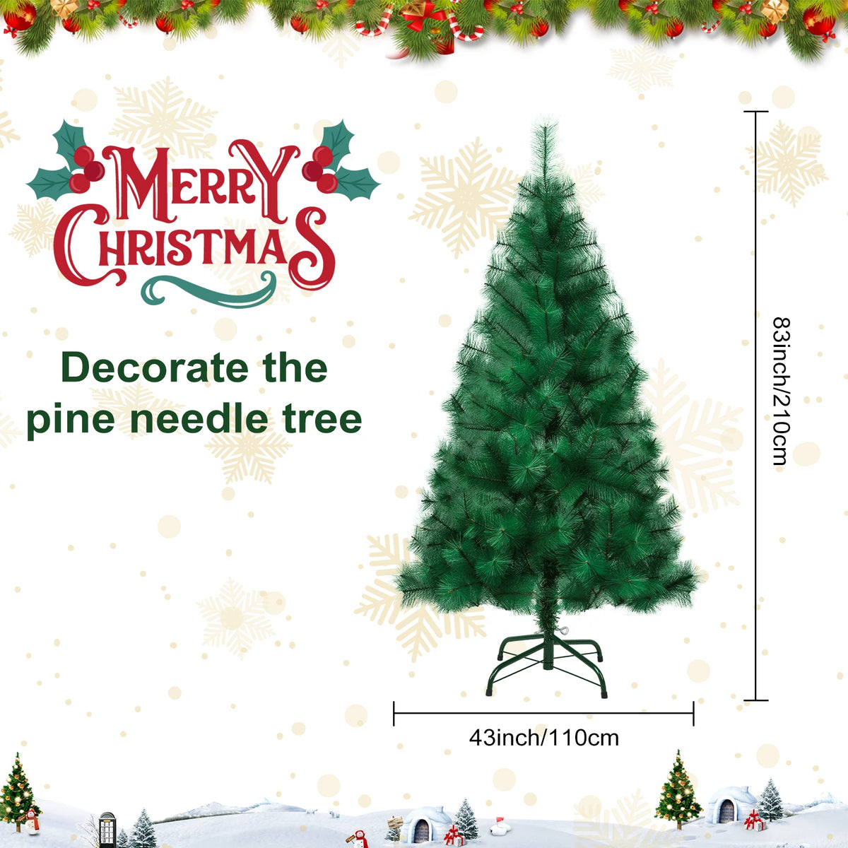 5/6/7FT Artificial Christmas Tree, Imitation Pine Needle Christmas Tree, Simulated Pine Needle Xmas Tree, Winter Party