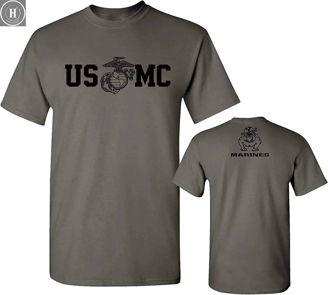 US Marine Corps Bull Dog USMC Military T-Shirt 100% Cotton O-Neck Summer Short Sleeve Casual Mens T-shirt Size S-3XL HALALZEN