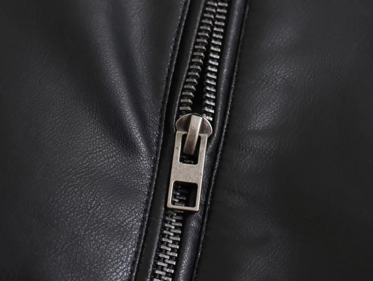 2025 Women's PU Black Zippered Long Sleeve O-Neck Casual Motorcycle Jacket Chic round Neck Tops