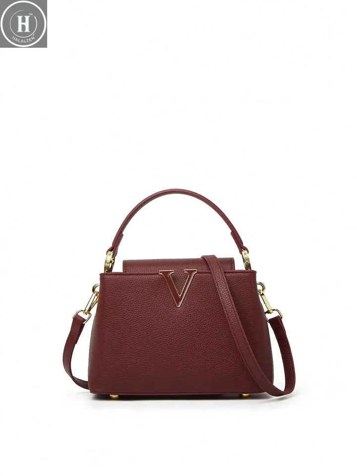 A fashionable crossbody bag with detachable shoulder straps and pebble-patterned leather for ladies HALALZEN