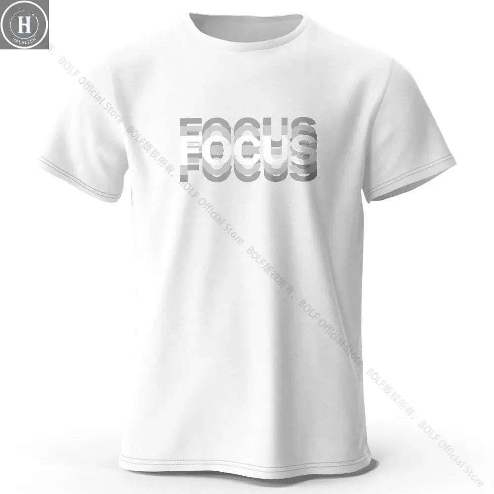 Focus Letter Minimalist Style 100% Cotton T-Shirt, Lightweight Round Neck Short Sleeve Tee, Perfect for Men & Women HALALZEN