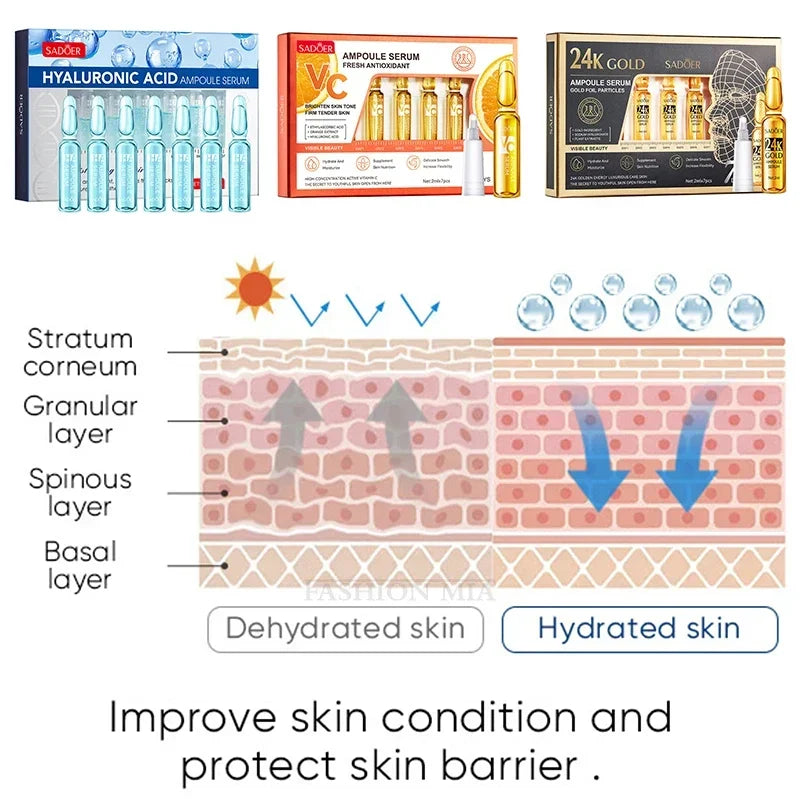 Korean 24K Gold Hyaluronic Acid Serum Protein Thread Lifting Filler Absorbable Collagen Protein Thread Vitamin C Facial Essence HALALZEN