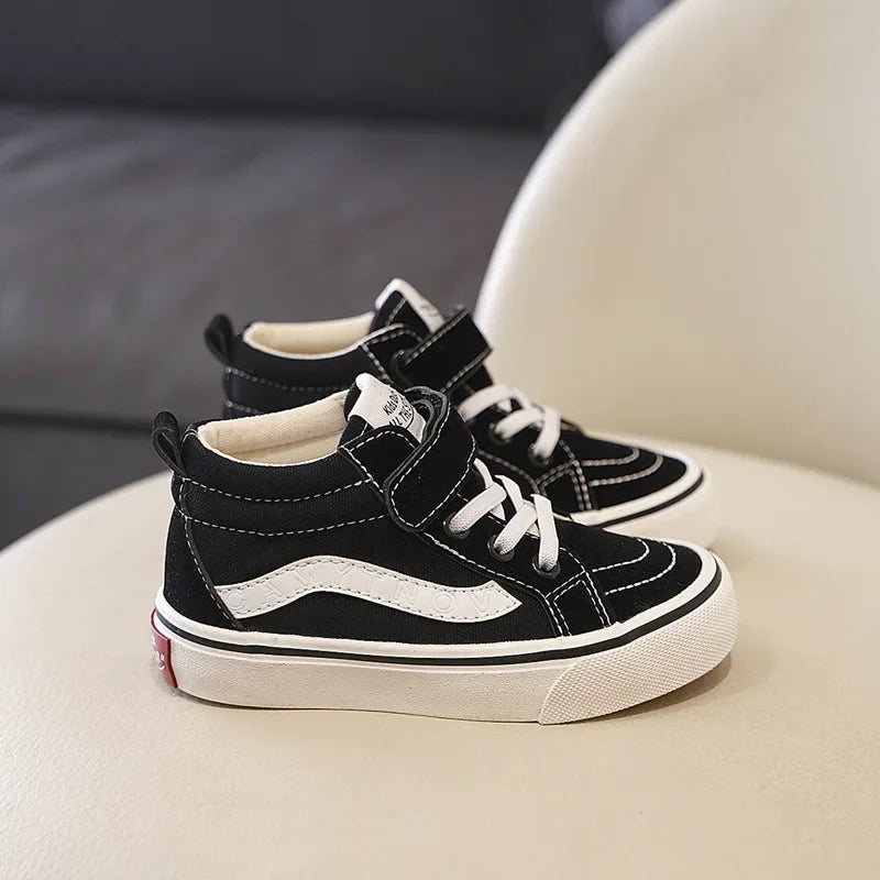New Shoes for Kids Boys Girls High Top Canvas Shoes Fashion Velcro Casual Board Shoes Kids Soft Sole Anti Slip Sneakers