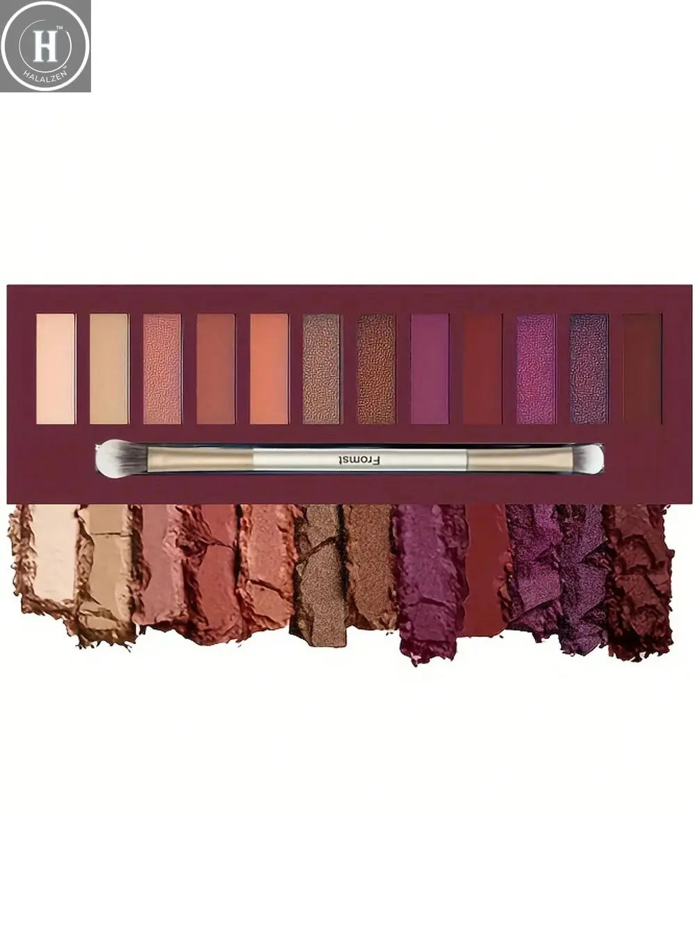 12-color eyeshadow palette, mirror packaging, pearlescent shimmer, stage makeup effect, long-lasting, easy to apply, waterproof HALALZEN