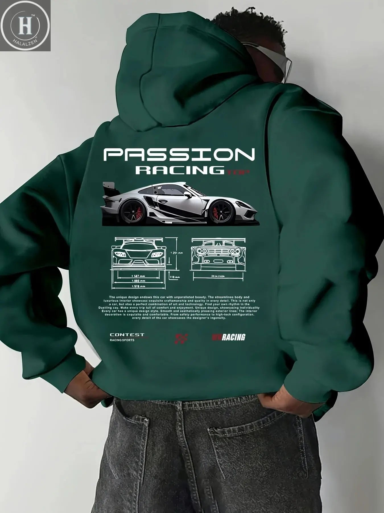 Men's autumn and winter letter print hooded sweatshirt, versatile sports casual loose hooded sweatshirt HALALZEN