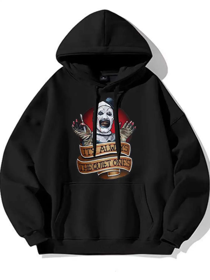 Men'S Horror 2 Horror Hip-Hop Streetwear Hoodie Kangaroo Pocket Graphic Print Pullover Casual Winter Sweatshirt Gift for Men