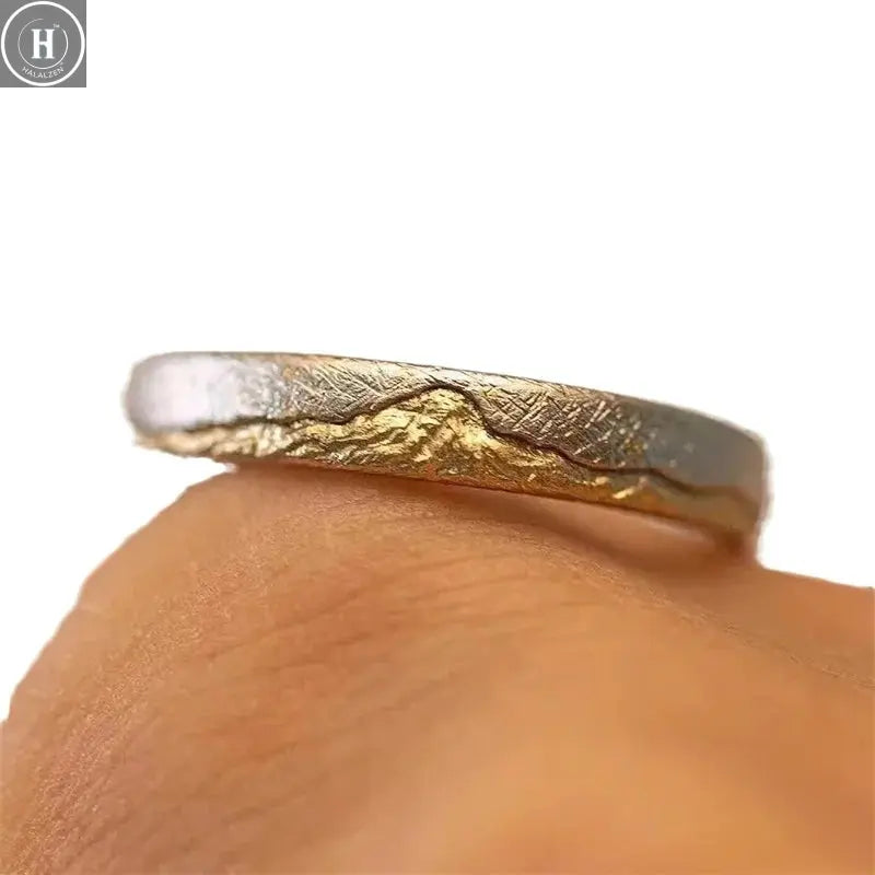 Men Ring 925 Sterling Silver Jewelry Adjustable Trendy Gold Mountain Design Ring Male Index Finger Accessories HALALZEN
