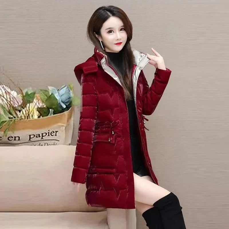 Winter windproof warm coat Detachable cap long anorak women's fashion coat casual waterproof coat