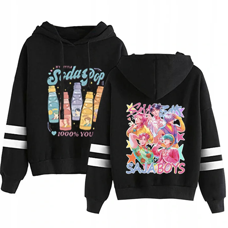 Kpop Demon Hunters Fashion Hoodie Long Sleeve Double Bar Trendy Streetwear