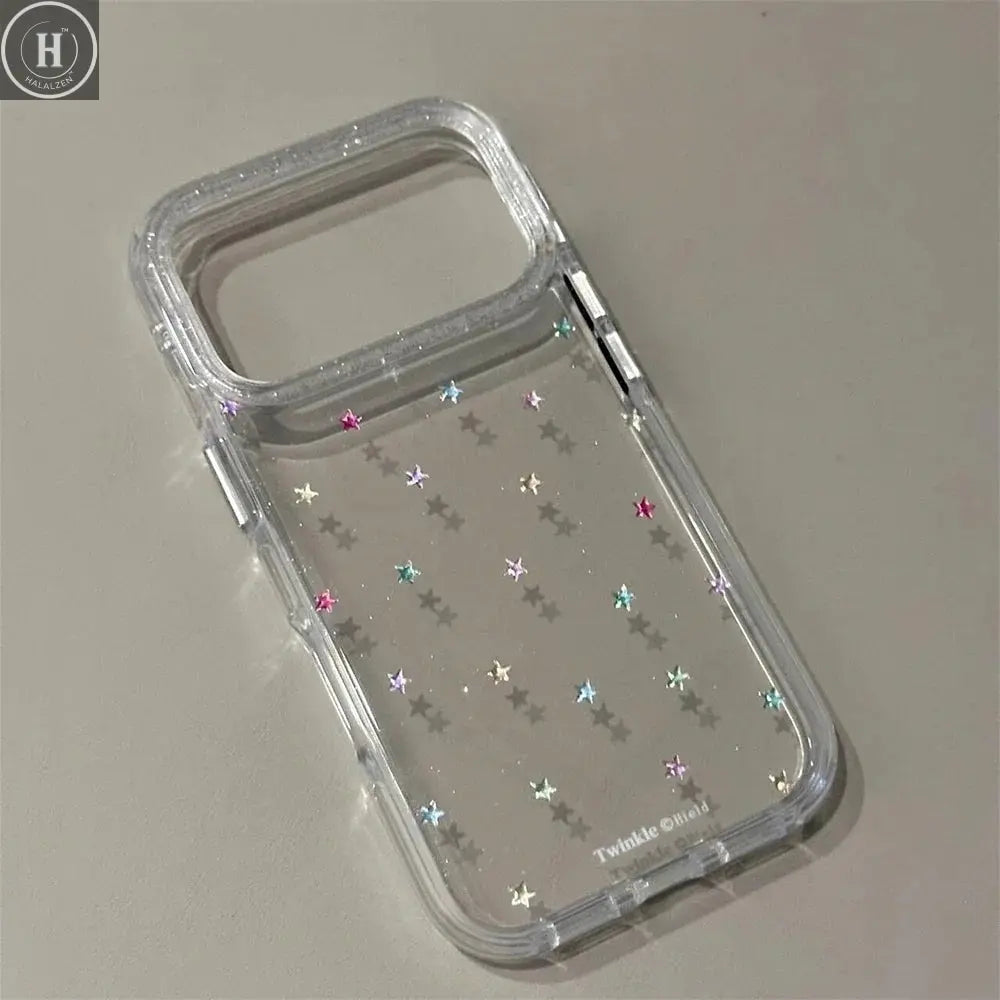 Glitter Shiny Stars Imd Transparent Back Cover for Iphone 17 16 Pro Max 13 14 15 Promax Ins Protector Shockproof Phone Case Halalzen UK