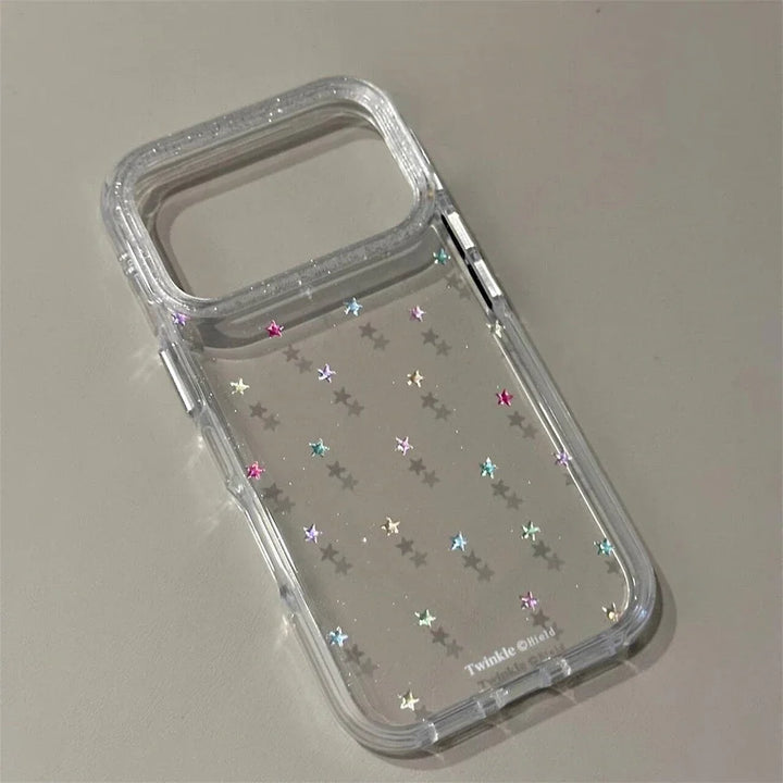 Glitter Shiny Stars Imd Transparent Back Cover for Iphone 17 16 Pro Max 13 14 15 Promax Ins Protector Shockproof Phone Case