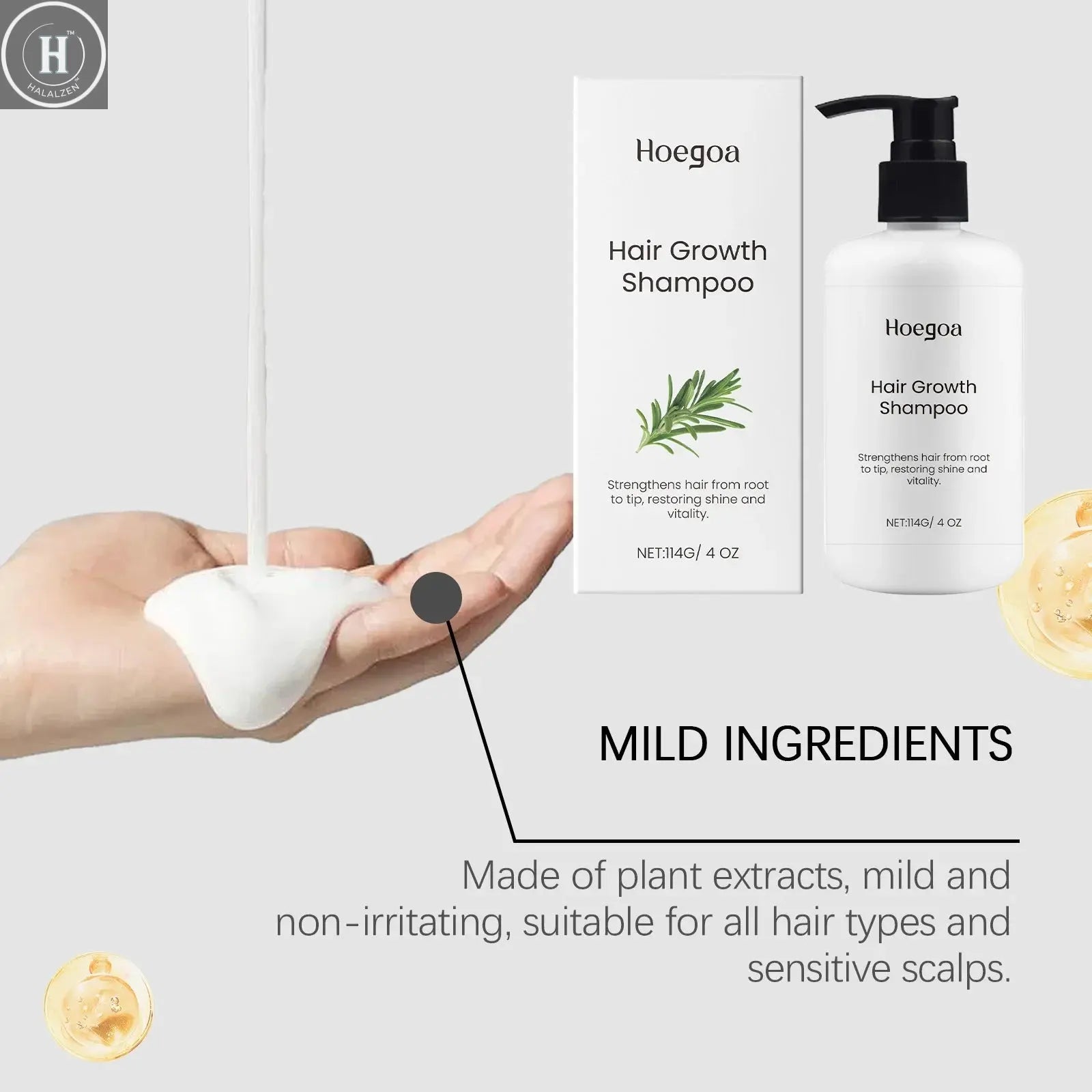 Rosemary Hair Shampoo Deep Cleaning Dandruff Lotion Nourish Roots Hair Thickening Volumizing Hair Care Cleaning Shampoo HALALZEN