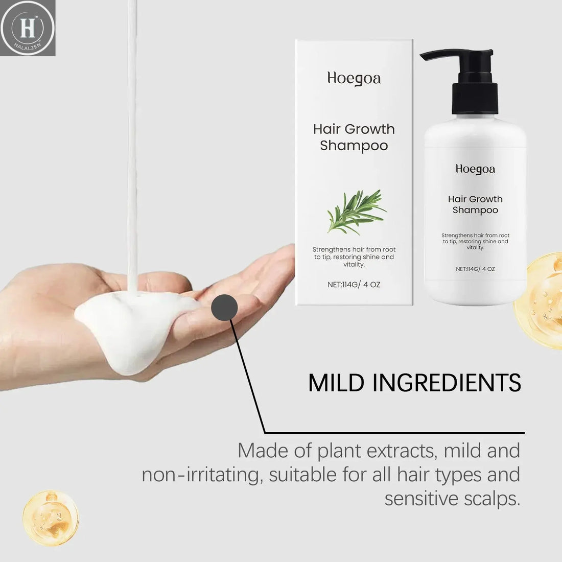 Rosemary Hair Shampoo Deep Cleaning Dandruff Lotion Nourish Roots Hair Thickening Volumizing Hair Care Cleaning Shampoo HALALZEN