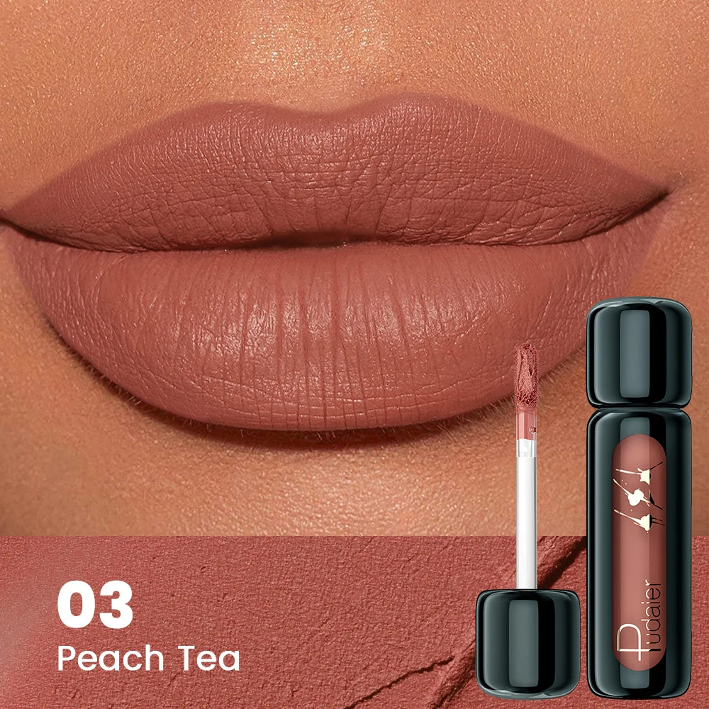 1pc Matte Velvet Lip Gloss, Highly Saturated Liquid Lip Mud, Non-Stick Long Lasting, All Skin Tones Compatible, 5 Shades Mixed P
