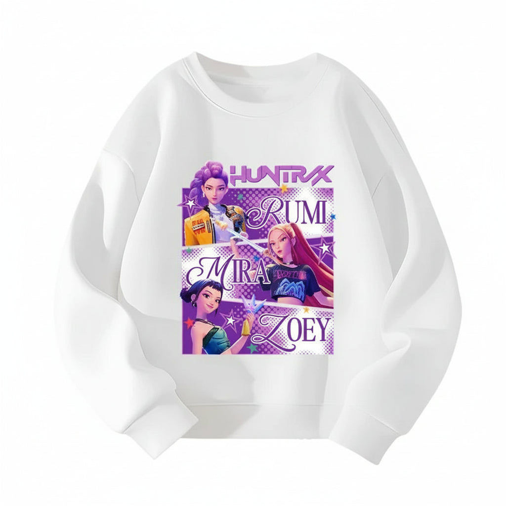 KPop Demon Hunters HUNTRIX Pirnt Hoodie Autumn Long Sleeve Tops Women's Clothing Sweatshirts