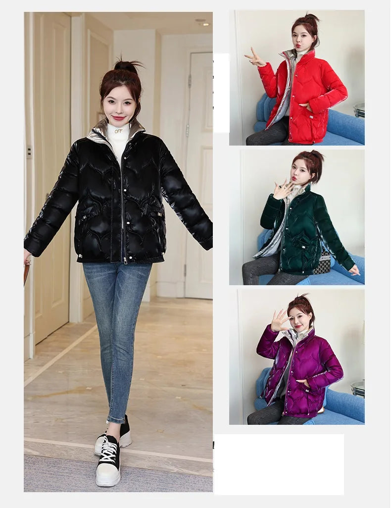 Fashion bright face wash-free down cotton jacket women's winter new short Outwear Windproof Waterproof Parkas Padded Coat Ladies