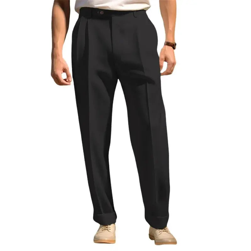 Men s  Fit Dress Pants Solid Color Flat Front Trousers Classic Business Casual Suit Pants Modern Formal Wear Hemmed Bottoms Halalzen UK