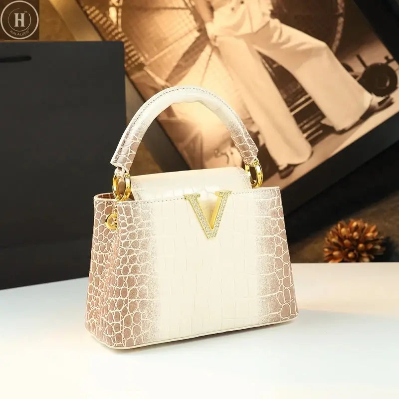 2025 New Crocodile Pattern Leather Women Handbags Luxury Fashion Small Shoulder Messenger Bag Portable Crossbody Shell Bags HALALZEN