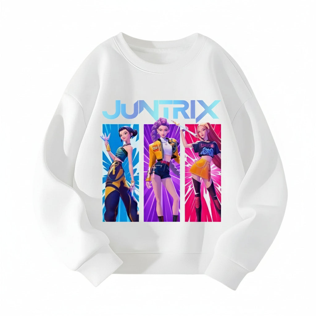 KPop Demon Hunters HUNTRIX Pirnt Hoodie Autumn Long Sleeve Tops Women's Clothing Sweatshirts