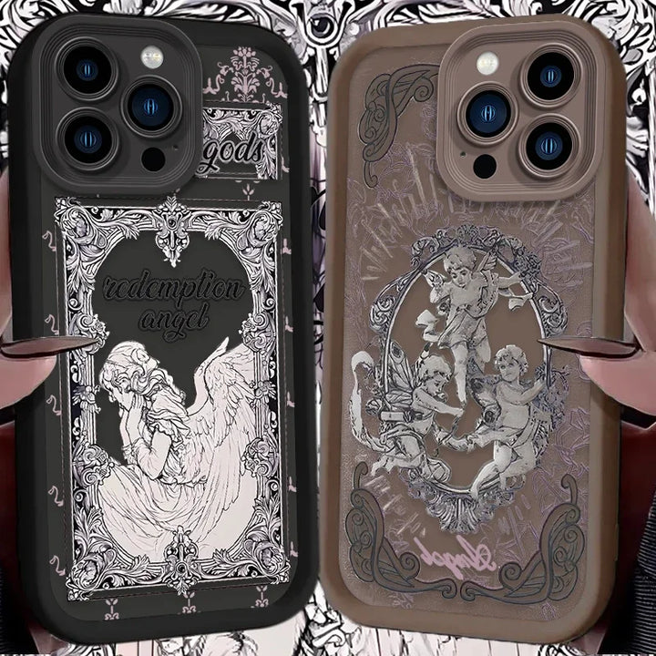 Retro Punk Cupid Angel Case For iPhone 17 16 15 14 13 12 11 Pro Max Plus Soft Silicone Cover